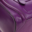 CELINE Luggage Micro Shopper Hand Bag Leather 2way Purple Gold Auth 179426SAV-16