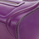 CELINE Luggage Micro Shopper Hand Bag Leather 2way Purple Gold Auth 179426SAV-17