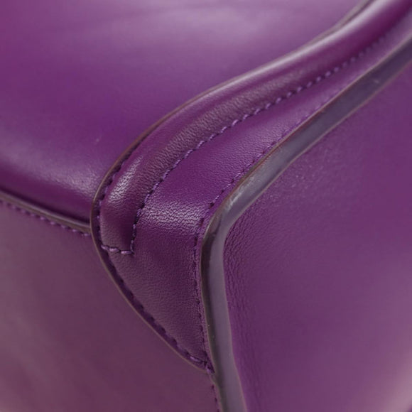 CELINE Luggage Micro Shopper Hand Bag Leather 2way Purple Gold Auth 179426SAV