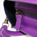 CELINE Luggage Micro Shopper Hand Bag Leather 2way Purple Gold Auth 179426SAV-21