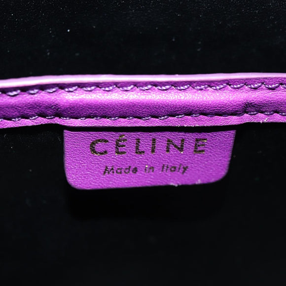 CELINE Luggage Micro Shopper Hand Bag Leather 2way Purple Gold Auth 179426SAV