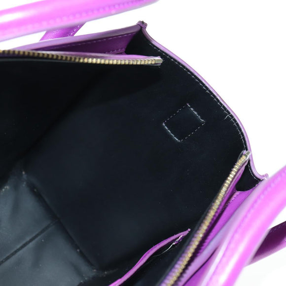 CELINE Luggage Micro Shopper Hand Bag Leather 2way Purple Gold Auth 179426SAV