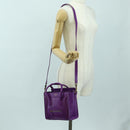 CELINE Luggage Micro Shopper Hand Bag Leather 2way Purple Gold Auth 179426SAV-26