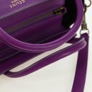 CELINE Luggage Micro Shopper Hand Bag Leather 2way Purple Gold Auth 179426SAV-7