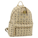 MCM Vicetos Logogram Backpack PVC Beige Gold Auth 179430-1
