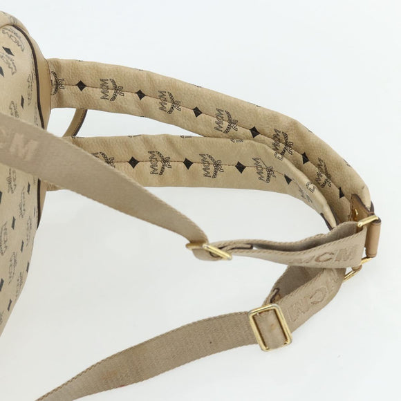 MCM Vicetos Logogram Backpack PVC Beige Gold Auth 179430