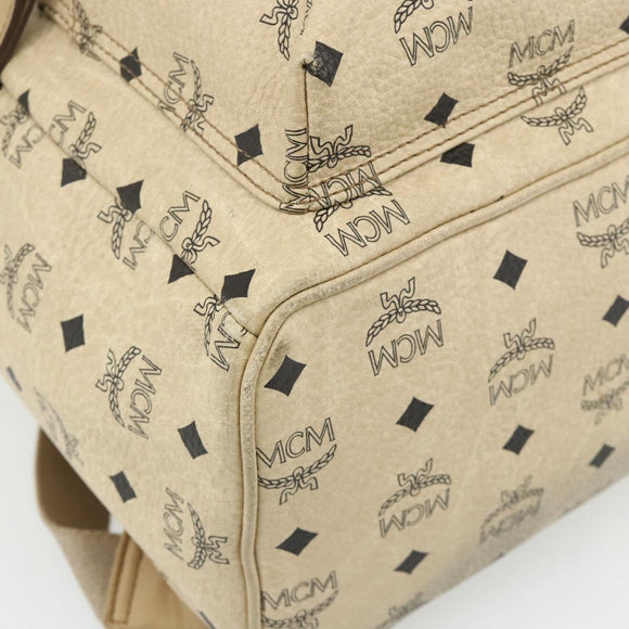 MCM Vicetos Logogram Backpack PVC Beige Gold Auth 179430