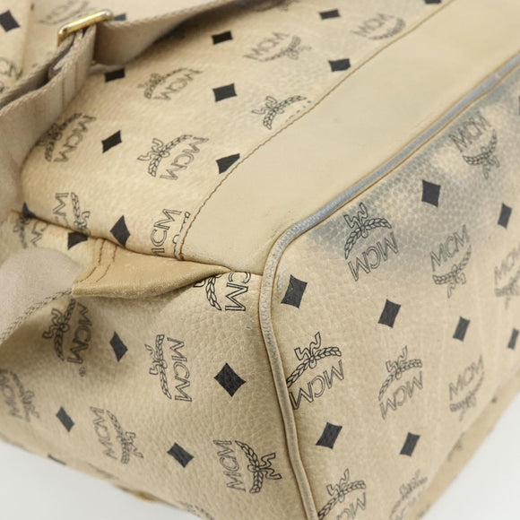 MCM Vicetos Logogram Backpack PVC Beige Gold Auth 179430