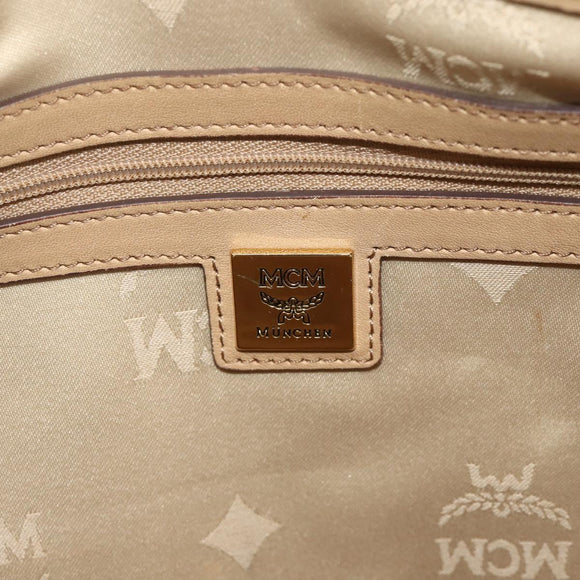 MCM Vicetos Logogram Backpack PVC Beige Gold Auth 179430