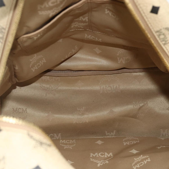 MCM Vicetos Logogram Backpack PVC Beige Gold Auth 179430