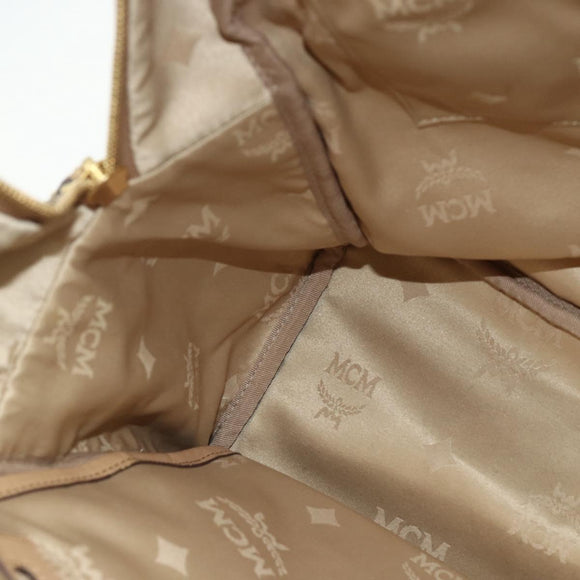 MCM Vicetos Logogram Backpack PVC Beige Gold Auth 179430