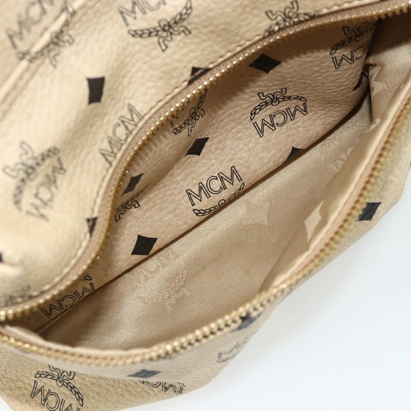 MCM Vicetos Logogram Backpack PVC Beige Gold Auth 179430
