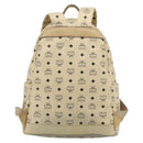 MCM Vicetos Logogram Backpack PVC Beige Gold Auth 179430-2