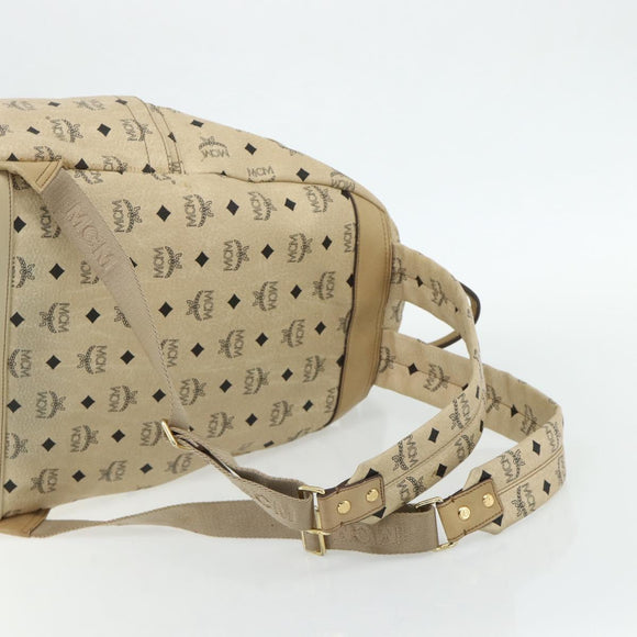 MCM Vicetos Logogram Backpack PVC Beige Gold Auth 179430