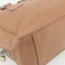 PRADA Shoulder Bag Leather Beige Silver Auth 179431A-17