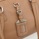 PRADA Shoulder Bag Leather Beige Silver Auth 179431A-18