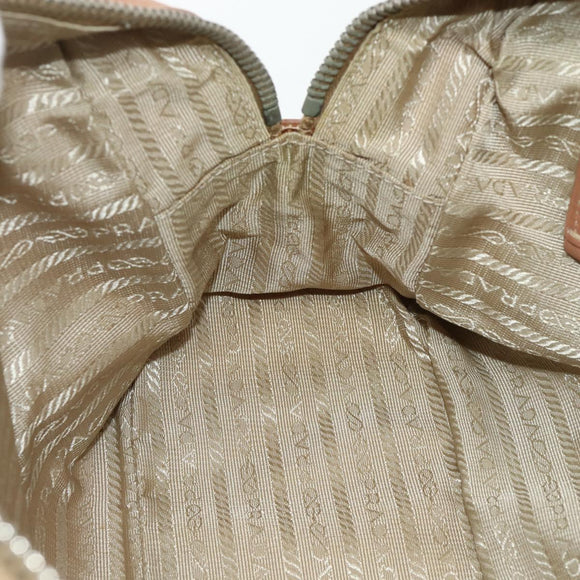 PRADA Shoulder Bag Leather Beige Silver Auth 179431A