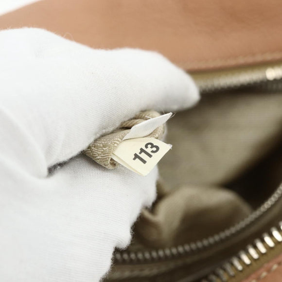 PRADA Shoulder Bag Leather Beige Silver Auth 179431A