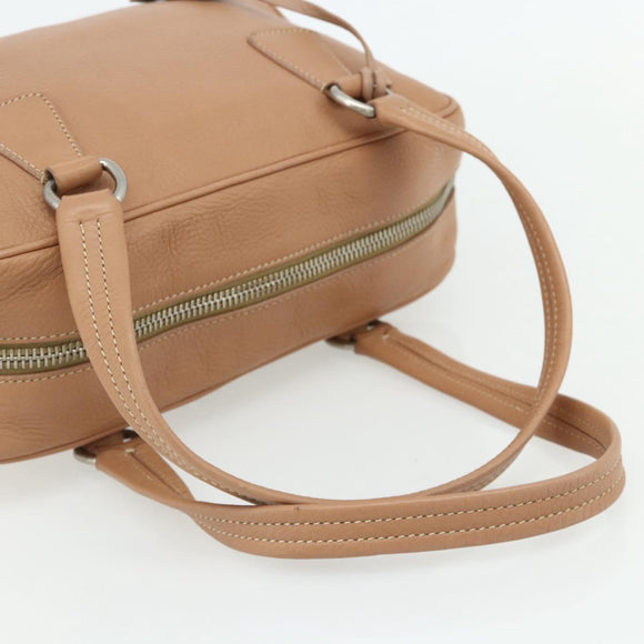 PRADA Shoulder Bag Leather Beige Silver Auth 179431A