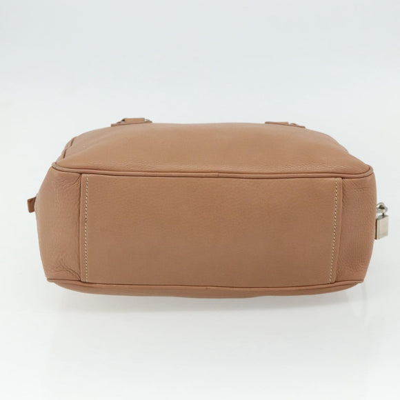 PRADA Shoulder Bag Leather Beige Silver Auth 179431A