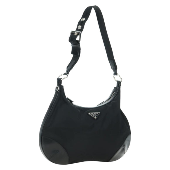 PRADA Umhängetasche Nylon Schwarz Silber Auth 179432SAV