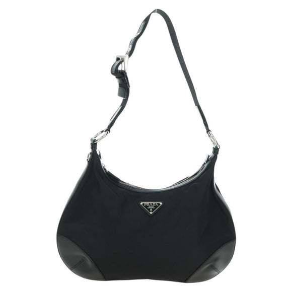 PRADA Umhängetasche Nylon Schwarz Silber Auth 179432SAV
