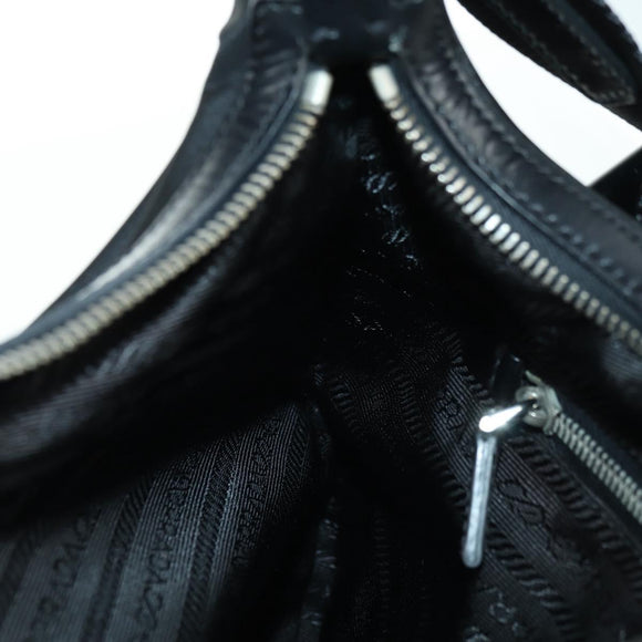 PRADA Umhängetasche Nylon Schwarz Silber Auth 179432SAV