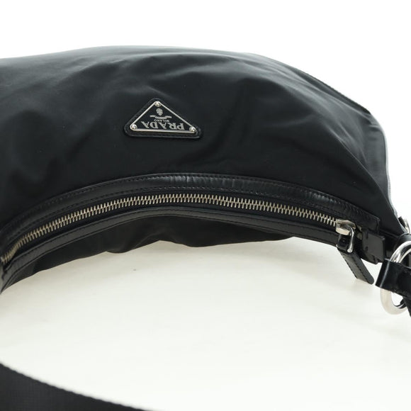 PRADA Umhängetasche Nylon Schwarz Silber Auth 179432SAV