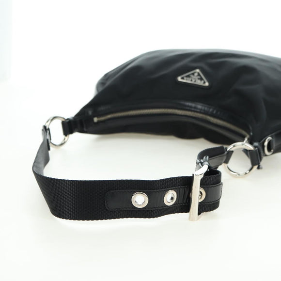 PRADA Umhängetasche Nylon Schwarz Silber Auth 179432SAV
