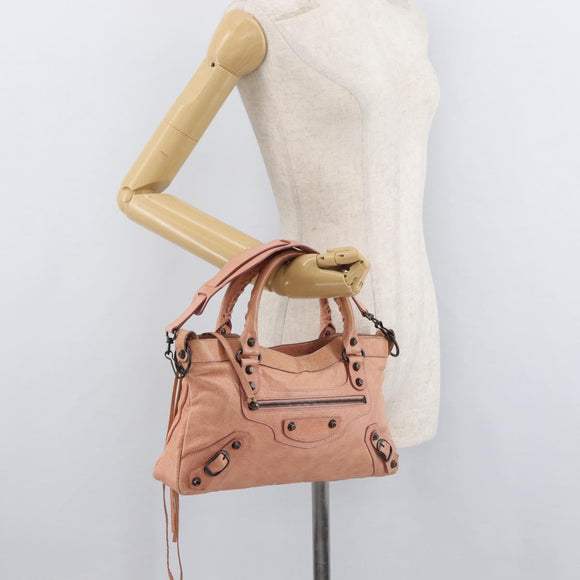 BALENCIAGA The First Hand Bag Leather 2way Gray 103208 Auth 179438