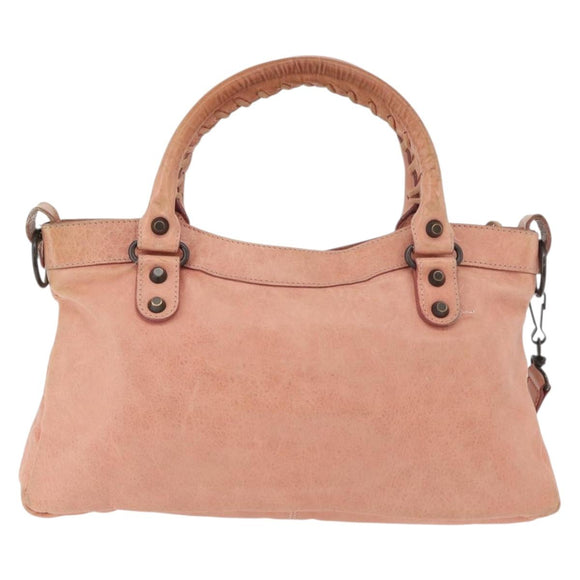 BALENCIAGA The First Hand Bag Leather 2way Gray 103208 Auth 179438