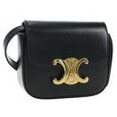 CELINE Triomphe Schultertasche Leder Schwarz Gold Original 179440SAM-1