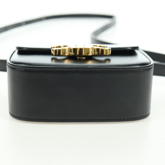 CELINE Triomphe Schultertasche Leder Schwarz Gold Original 179440SAM