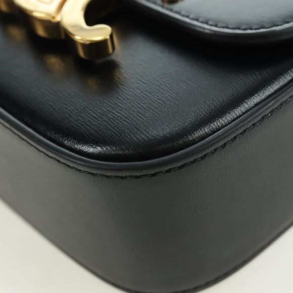 CELINE Triomphe Schultertasche Leder Schwarz Gold Original 179440SAM