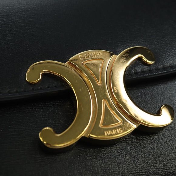 CELINE Triomphe Schultertasche Leder Schwarz Gold Original 179440SAM