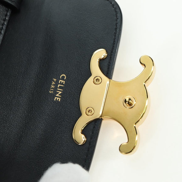 CELINE Triomphe Schultertasche Leder Schwarz Gold Original 179440SAM