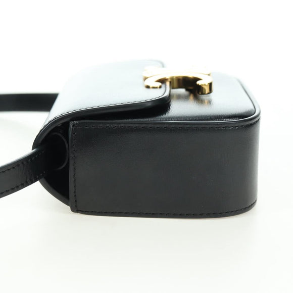 CELINE Triomphe Schultertasche Leder Schwarz Gold Original 179440SAM