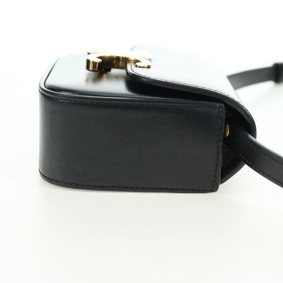 CELINE Triomphe Schultertasche Leder Schwarz Gold Original 179440SAM
