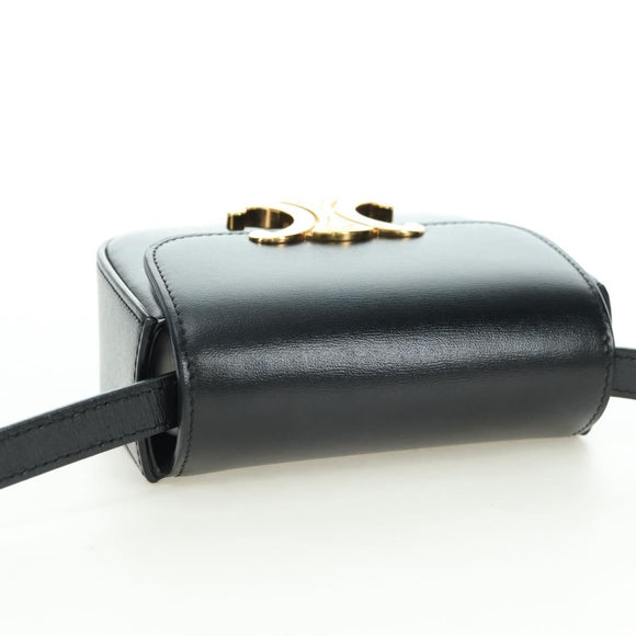 CELINE Triomphe Schultertasche Leder Schwarz Gold Original 179440SAM