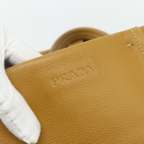 PRADA Tote Tas Leer Bruin Zilver Orig. 179442A