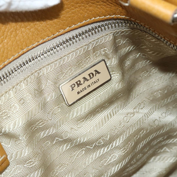 PRADA Tote Tas Leer Bruin Zilver Orig. 179442A