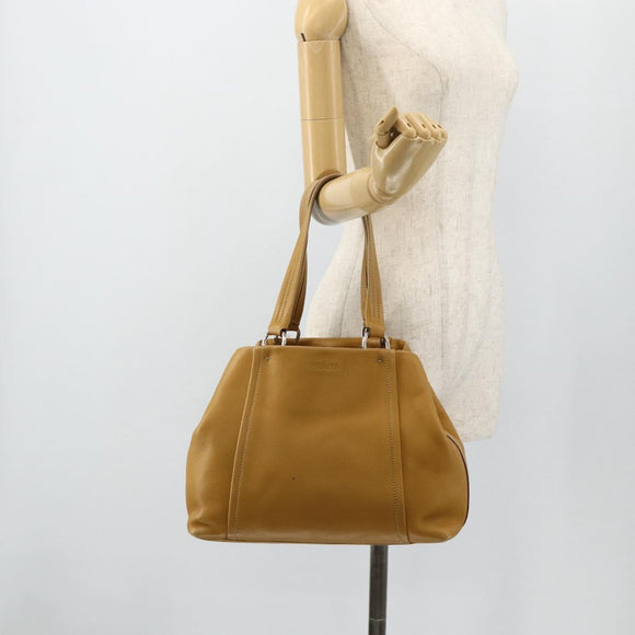 PRADA Tote Tas Leer Bruin Zilver Orig. 179442A