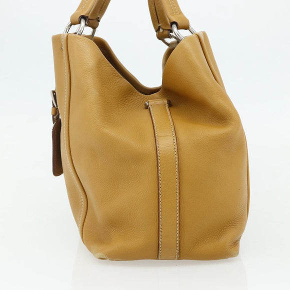 PRADA Tote Tas Leer Bruin Zilver Orig. 179442A