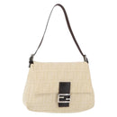 FENDI Zucca Canvas Mamma Baguette Shoulder Bag Beige Silver Auth 179443V-1