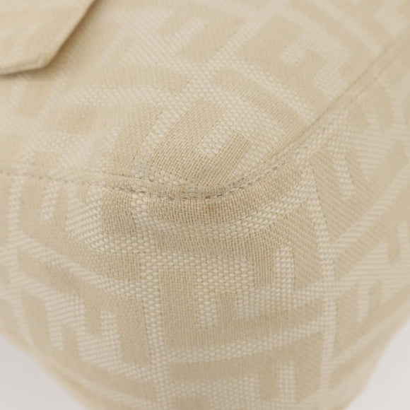 FENDI Zucca Canvas Mamma Baguette Shoulder Bag Beige Silver Auth 179443V