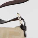 FENDI Zucca Canvas Mamma Baguette Shoulder Bag Beige Silver Auth 179443V-15