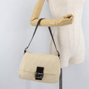 FENDI Zucca Canvas Mamma Baguette Shoulder Bag Beige Silver Auth 179443V-26
