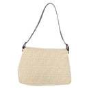 FENDI Zucca Canvas Mamma Baguette Shoulder Bag Beige Silver Auth 179443V-3