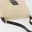 FENDI Zucca Canvas Mamma Baguette Shoulder Bag Beige Silver Auth 179443V-7