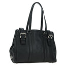 PRADA Tote Bag Leather Black Silver Auth 179445V-1